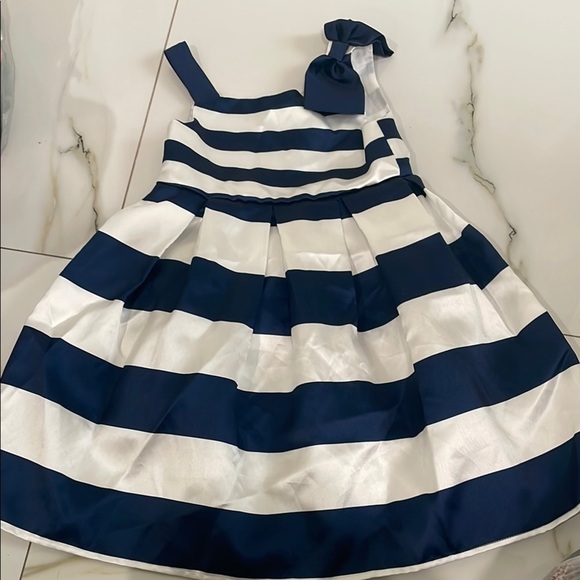 Girls Nautical Striped Kids Dress with Bow Accent size 6X - Picture 1 of 7